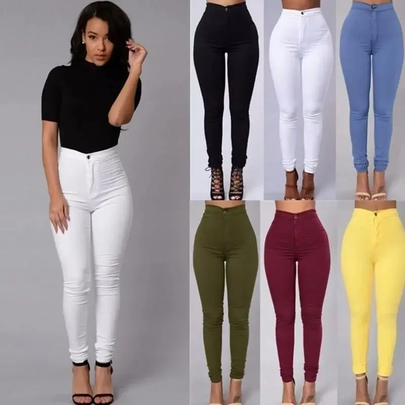 مجموعة اروين ARWEN & AJH GROUP Wholesale Custom Women Stretch High Waist Candy Color Skinny Jeans Denim Pants Trousers Women Pencil Pants