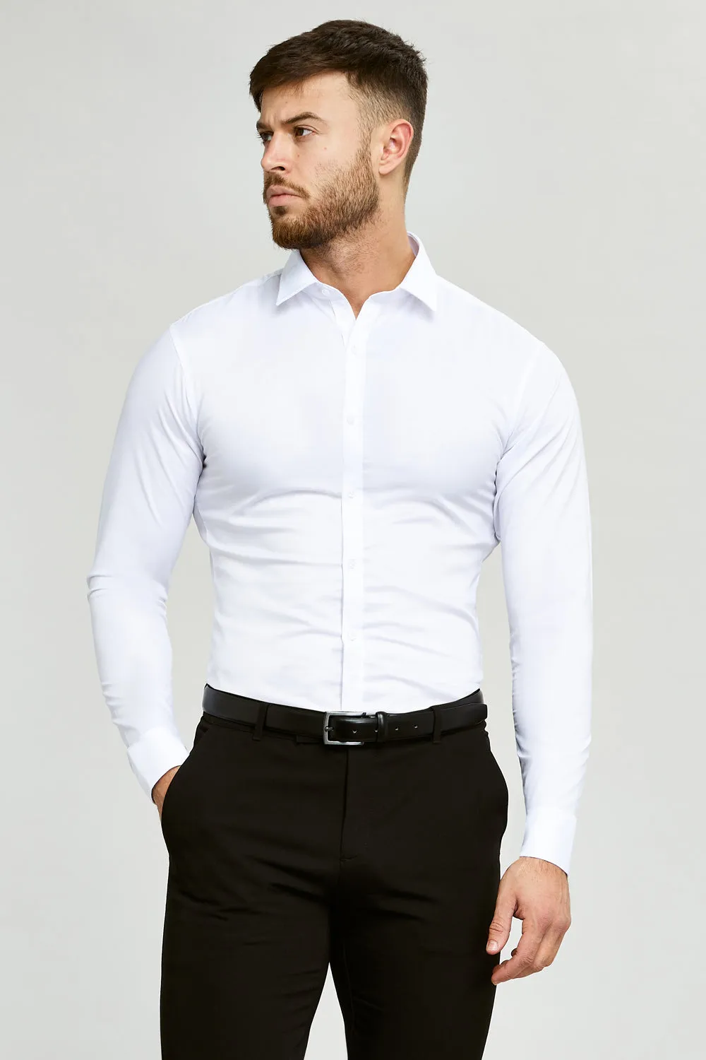 2 Pack Muscle Fit Dress Shirts in White