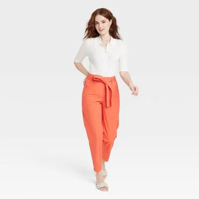 A New Day Women's Tapered Casual High Rise Ankle Length Tie-Front Pants