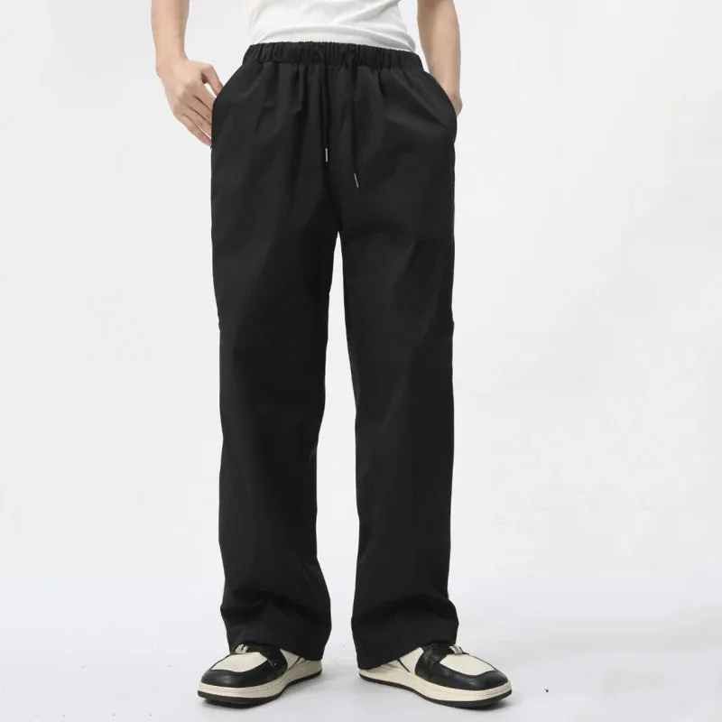 American Style Loose Men's Sports Pants Causal Lace-up Wide Leg Male Side Striped Trousers Simple Summer 9C6154