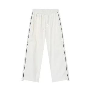 American Style Loose Men's Sports Pants Causal Lace-up Wide Leg Male Side Striped Trousers Simple Summer 9C6154