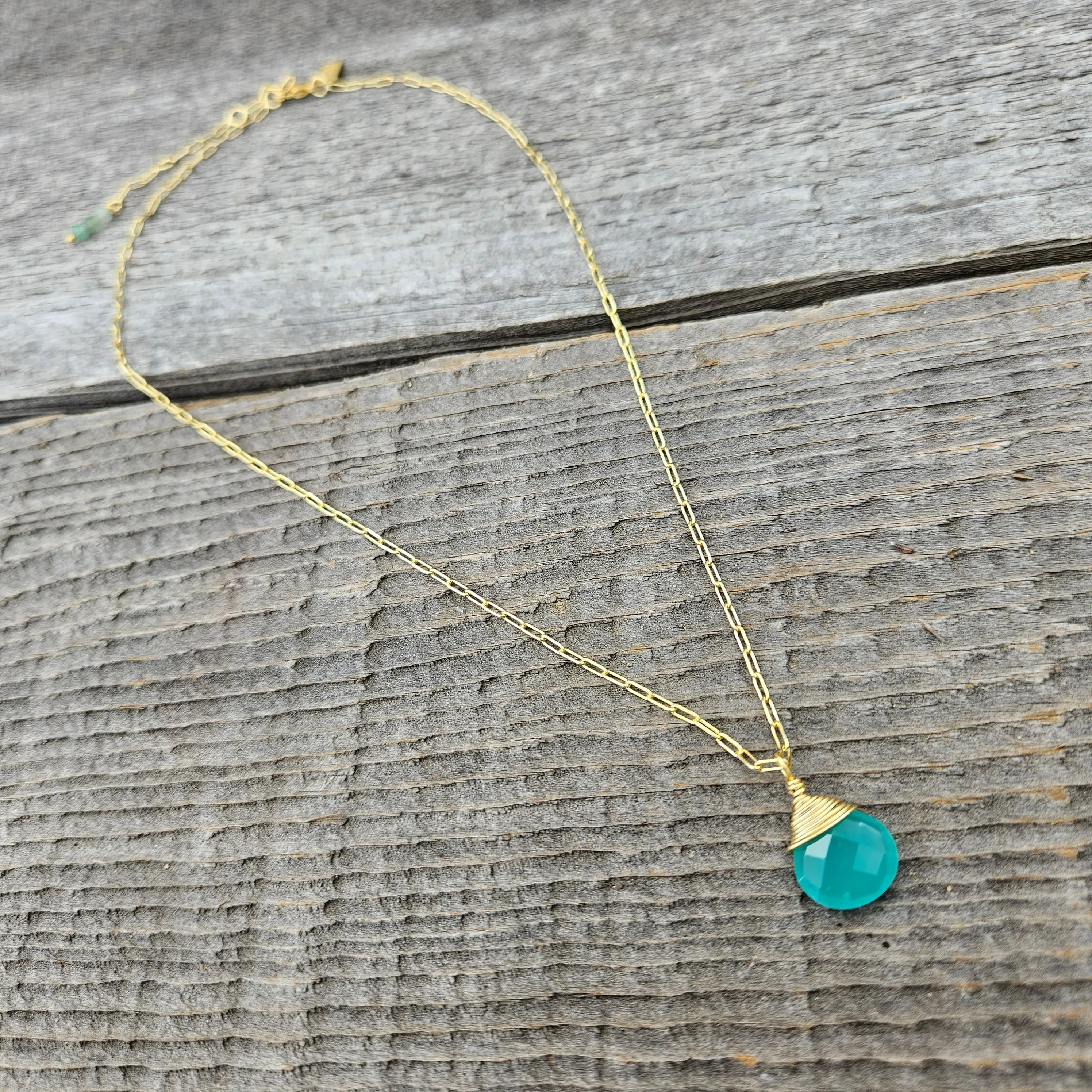 Aqua Chalcedony Journey Necklace - Gold