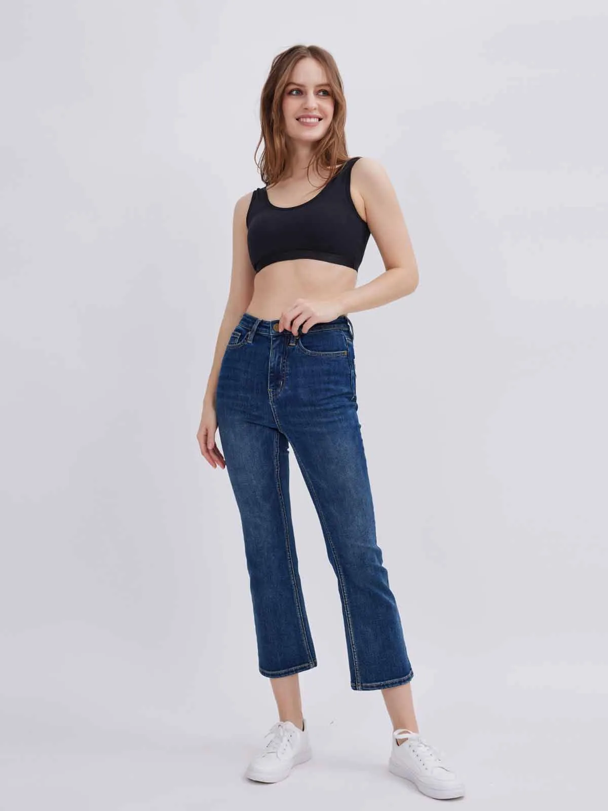 ASOBIO Mid-Rise Bootcut Crop Jean