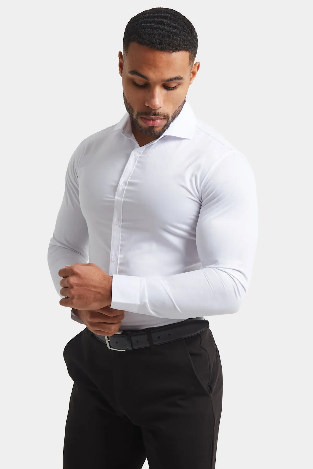 Athletic Fit Cutaway Collar Shirt in White