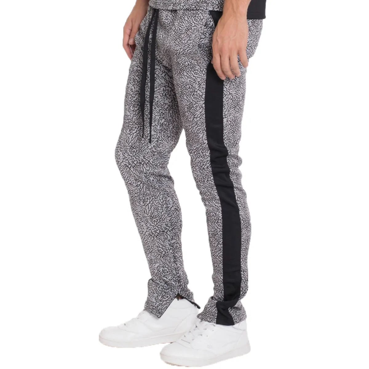 Black Elephant Print Track Pants