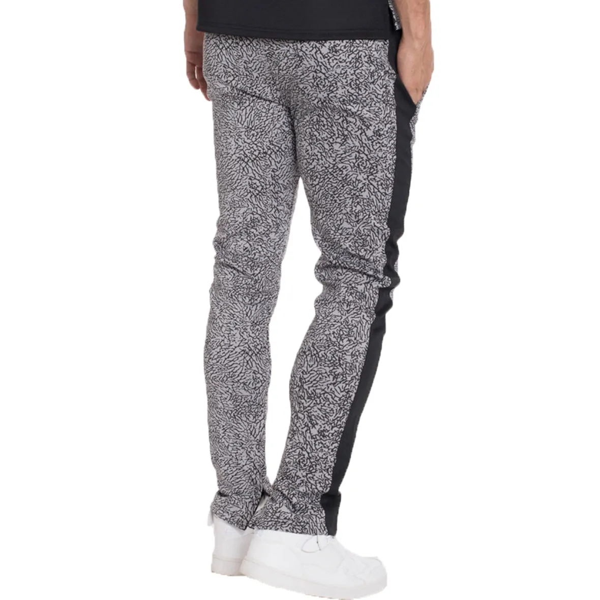 Black Elephant Print Track Pants