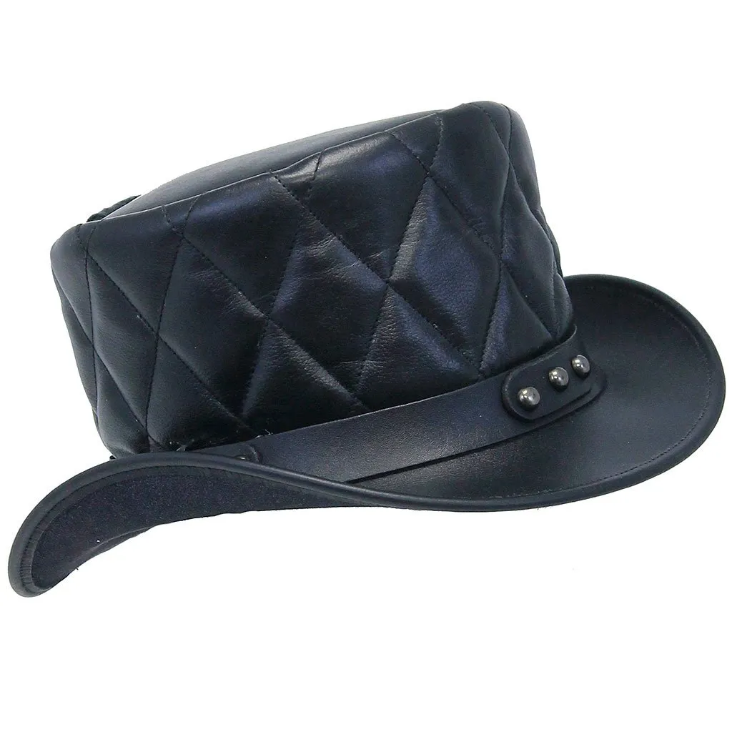 Black Quilted Leather Tophat #H2207QK ()