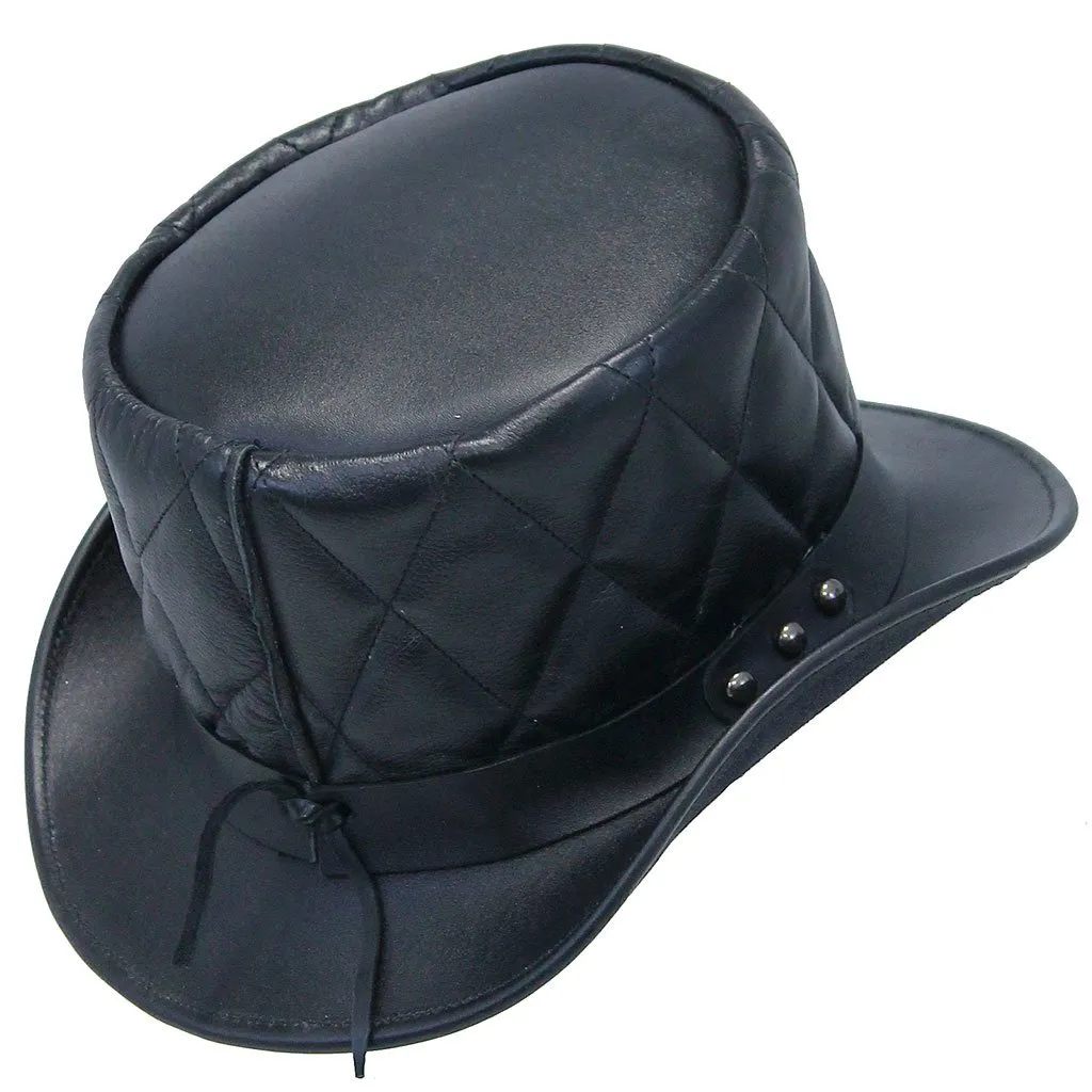 Black Quilted Leather Tophat #H2207QK ()