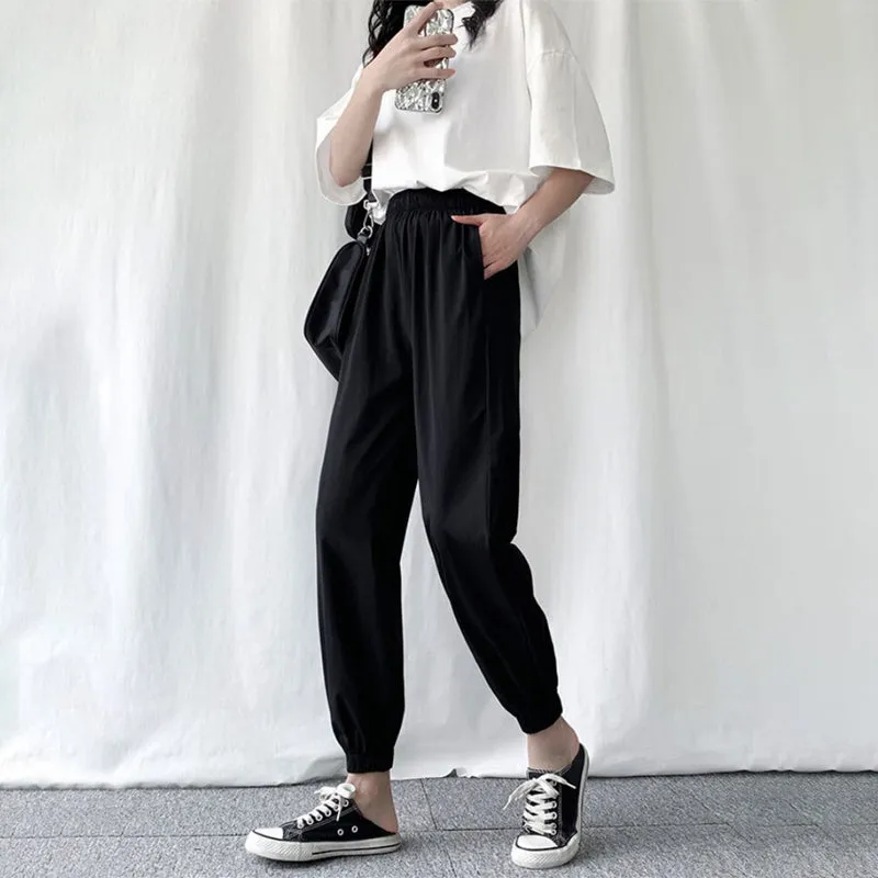 Casual Everyday Highwaist Jogger Style Pants with Elastic Waist