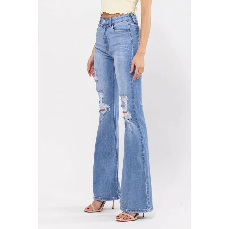 Cello High Rise Destroy Super Flare Jeans