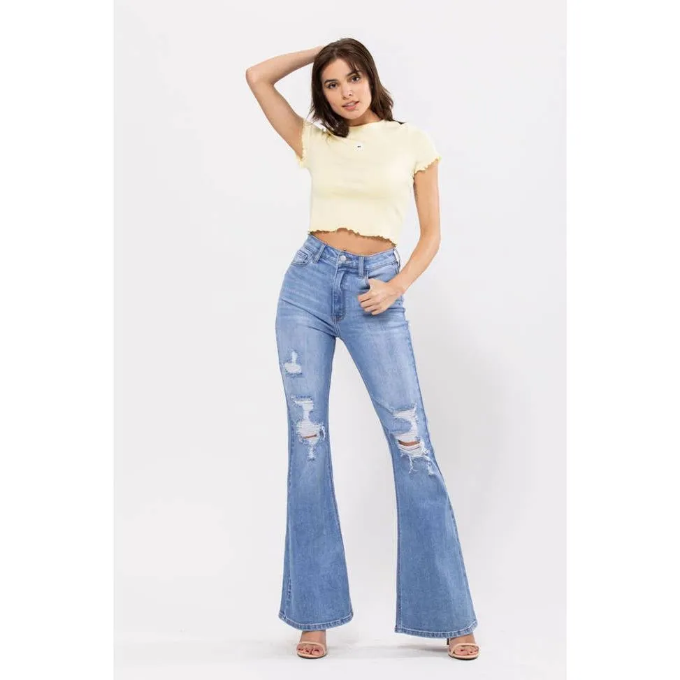 Cello High Rise Destroy Super Flare Jeans