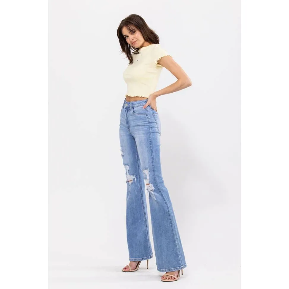 Cello High Rise Destroy Super Flare Jeans