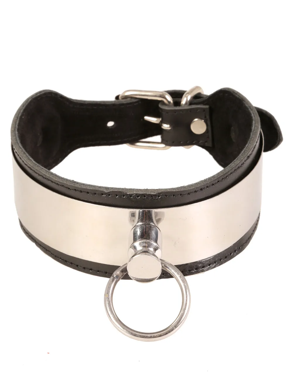 Clearance -  Leather Metal Strip Collar