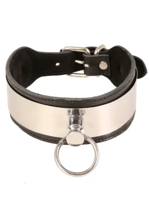 Clearance -  Leather Metal Strip Collar