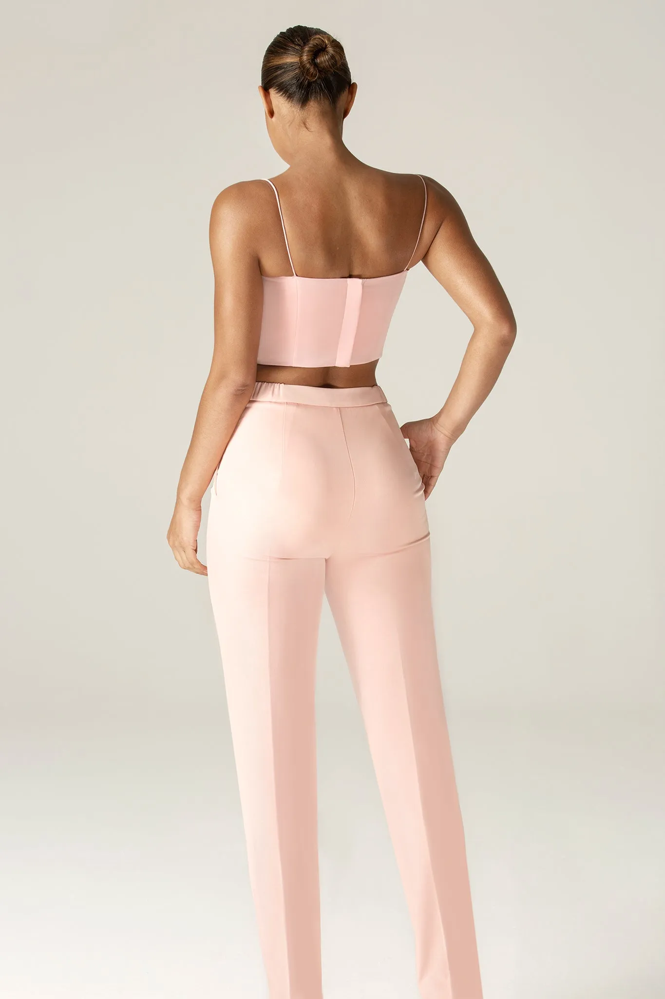 Cleo Tailored Straight Pants (Soft Pink)