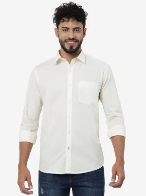 Cream Solid Smart Fit Semi Casual Shirt | Greenfibre