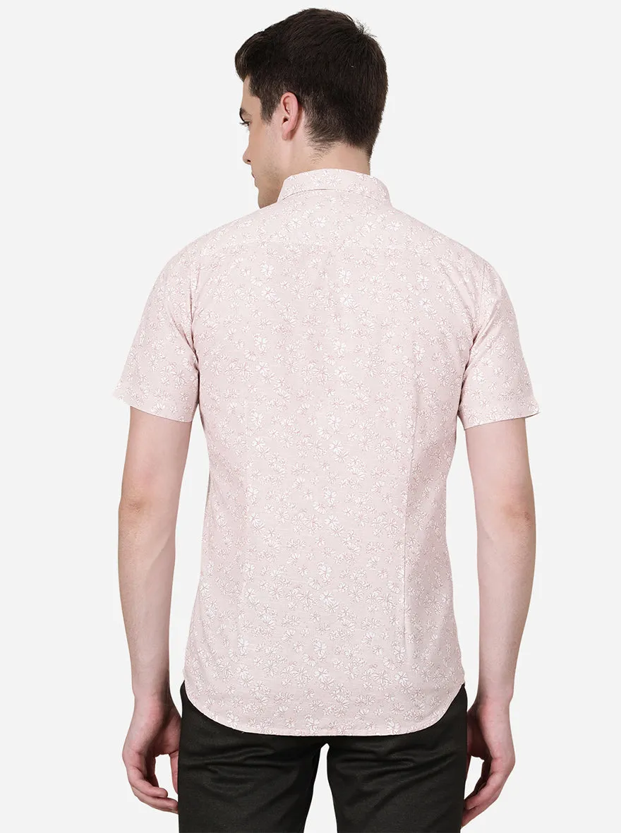 Credle Pink Printed Slim Fit Semi Casual Shirt | JadeBlue