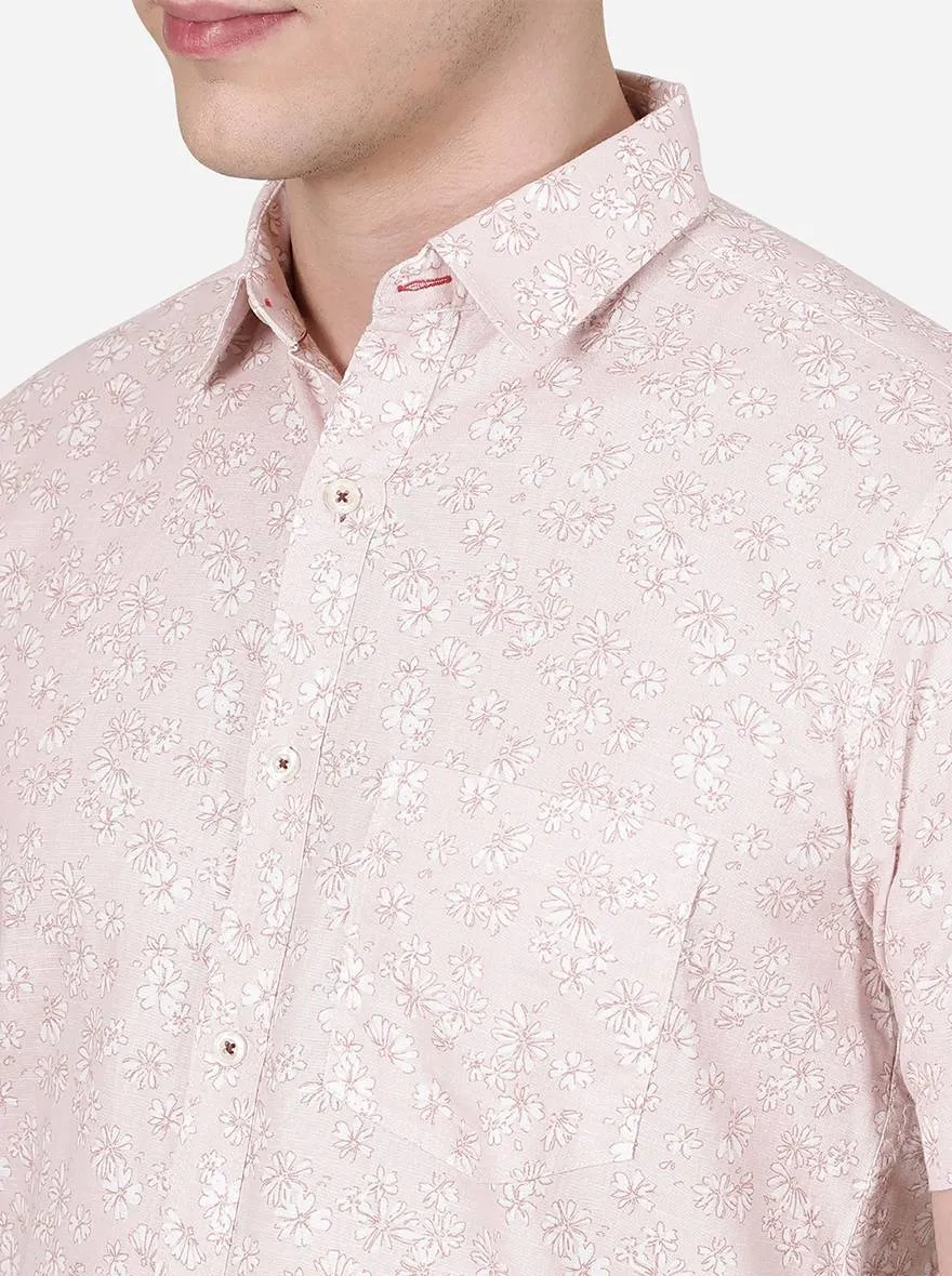 Credle Pink Printed Slim Fit Semi Casual Shirt | JadeBlue