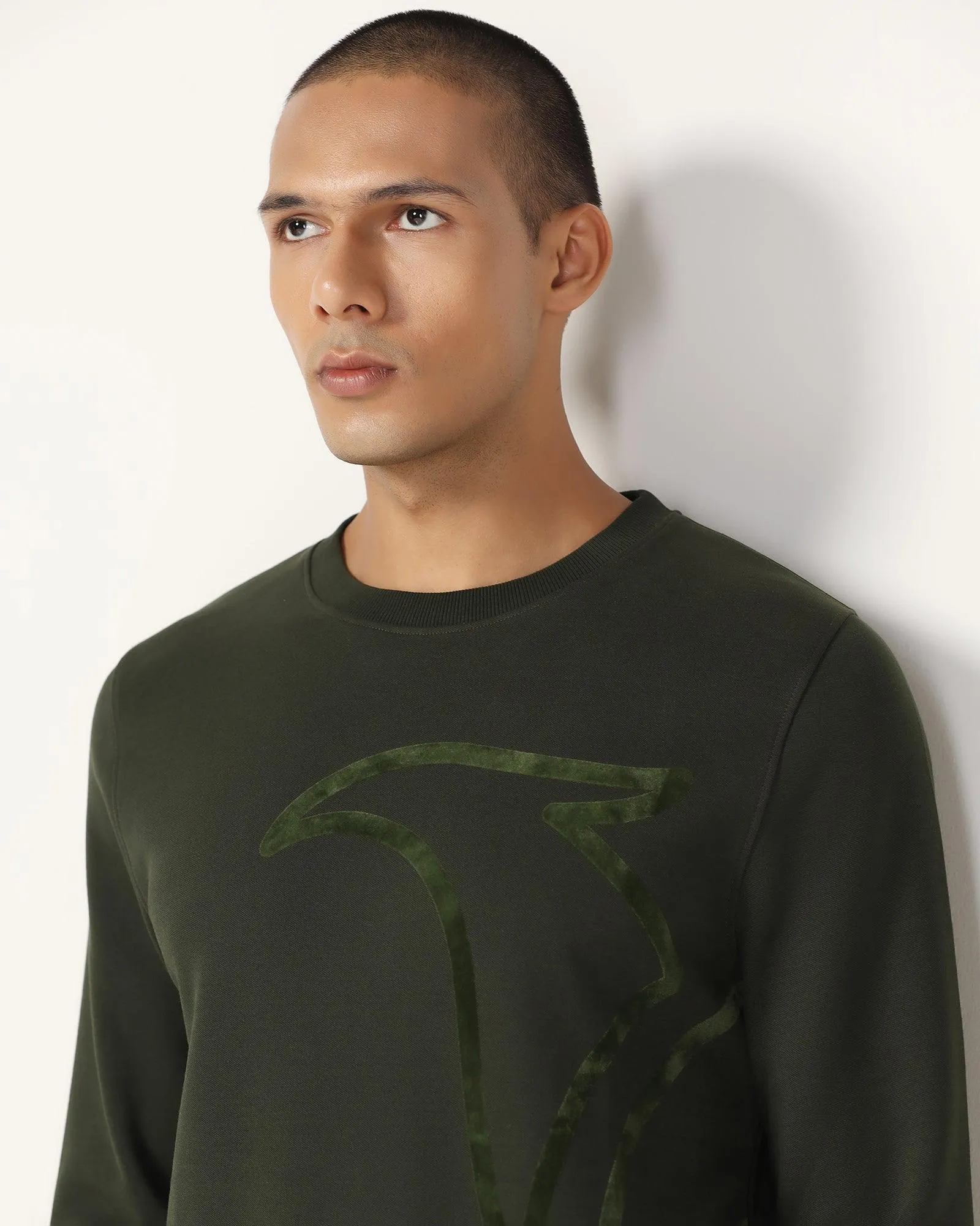 Crew Neck Rosin Solid Sweatshirt - Dos