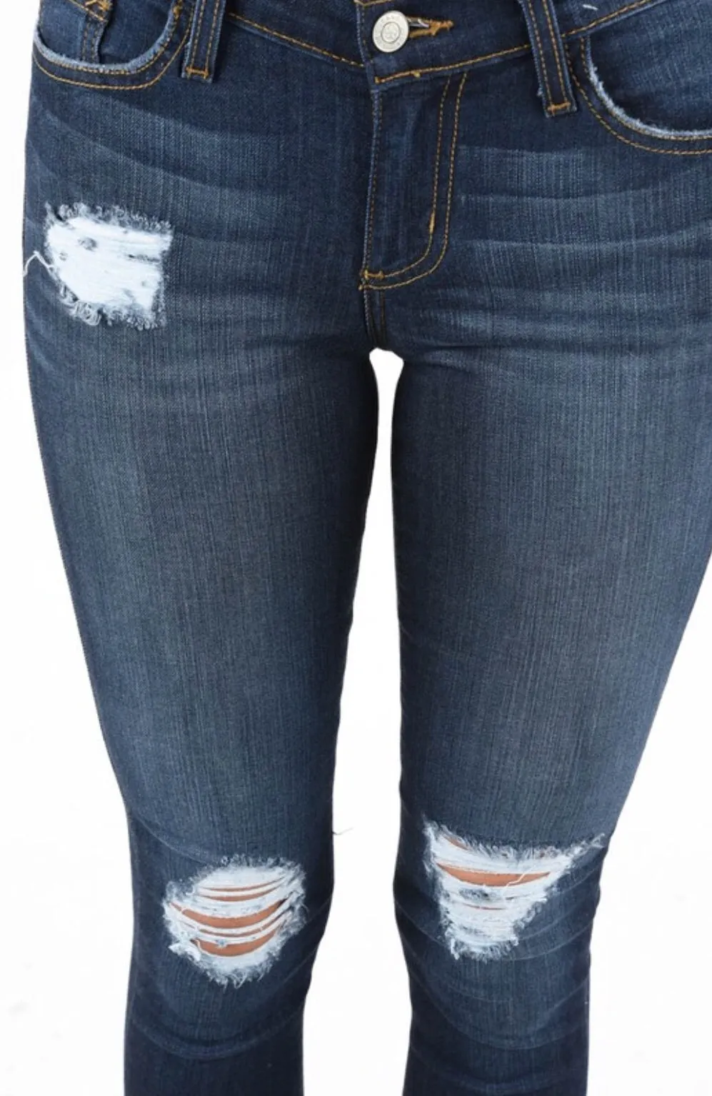 Dark Blue DISTRESSED SKINNIES FOR CURVES