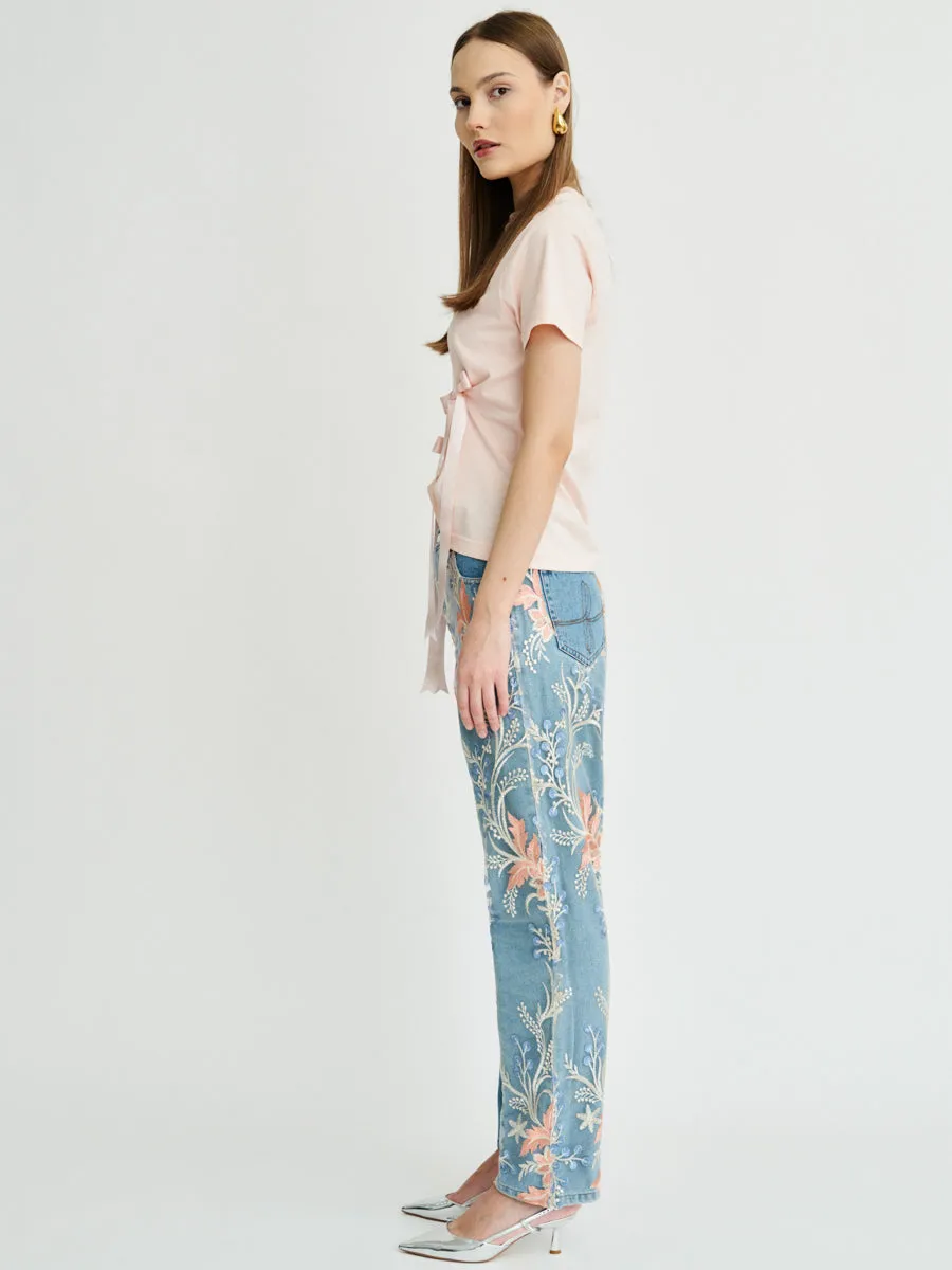 Delia Floral Embroidered Jeans by Fanfare