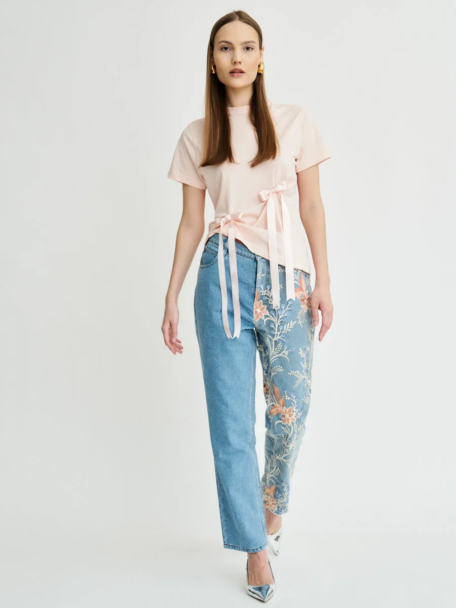 Delia Floral Embroidered Jeans by Fanfare