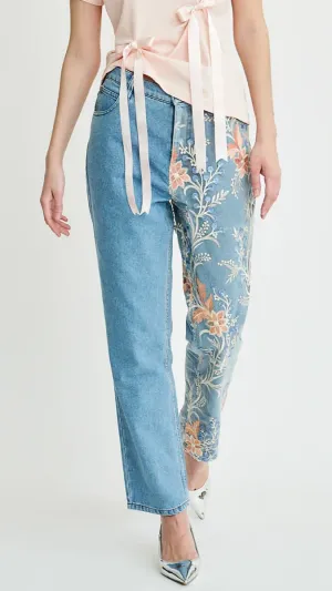 Delia Floral Embroidered Jeans by Fanfare