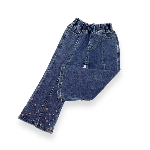 Embellished Flare Jeans - Denim