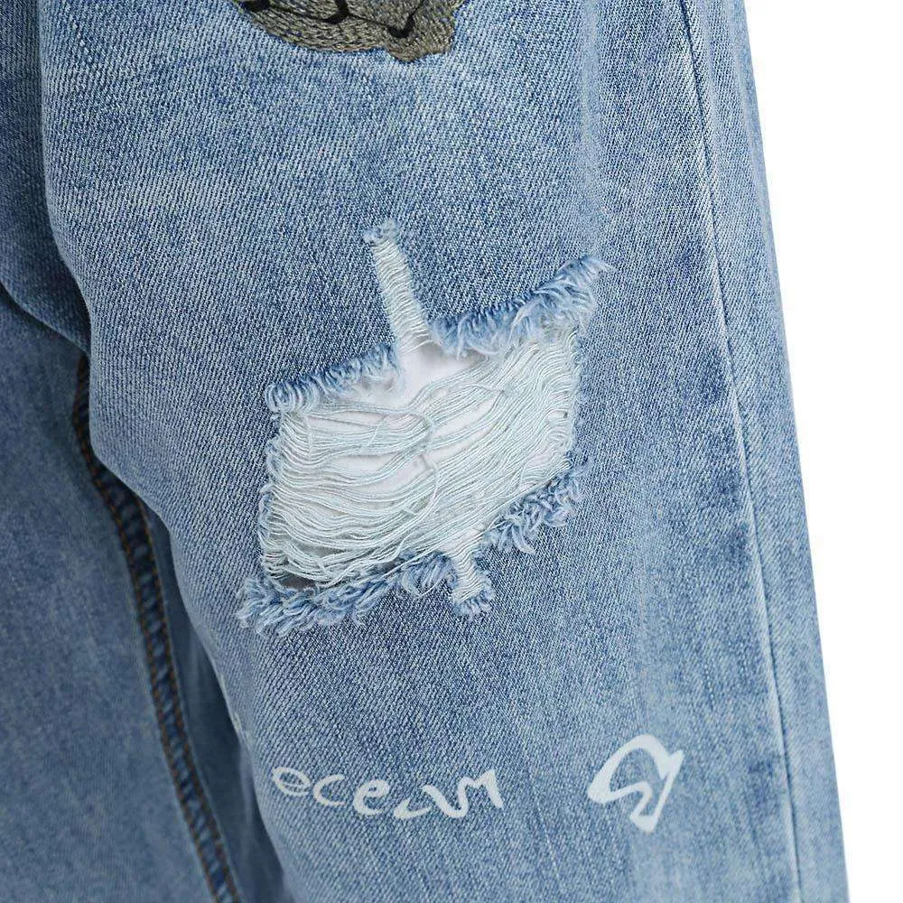 Embroidered Cacti Jeans