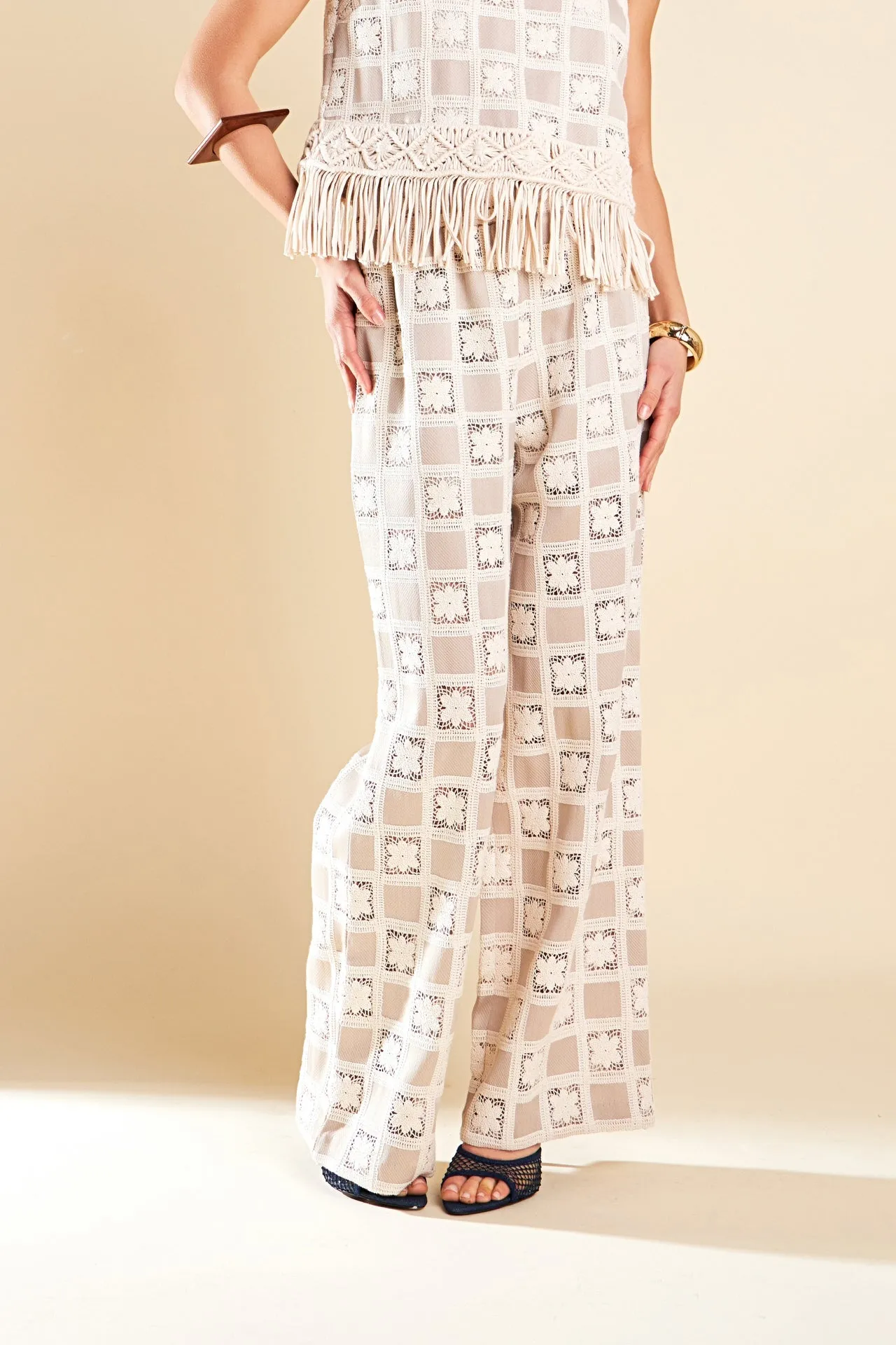 English Factory - Crochet Patchwork Pants