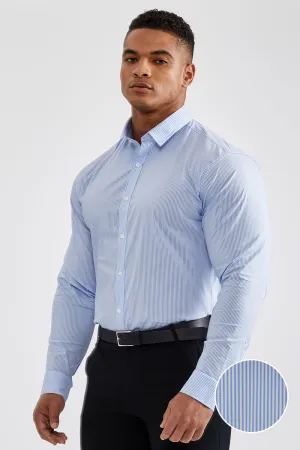 Essential Business Shirt in Striped Light Blue