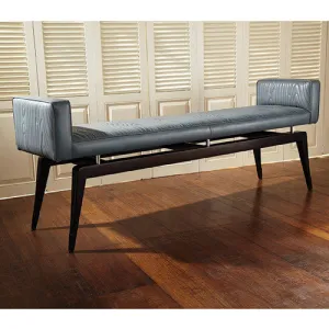 Faux Bois 67" Leather Bench - Grey