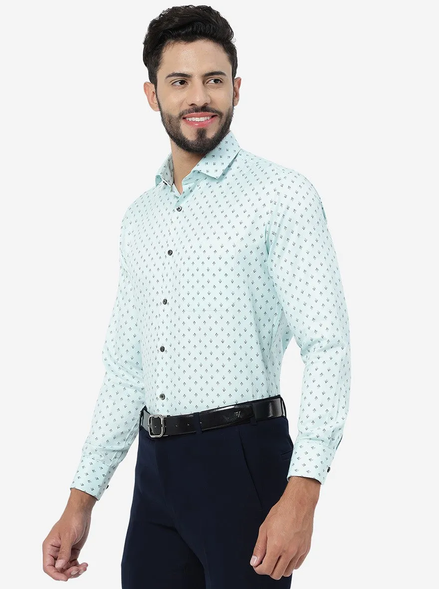 Firozi Printed Slim Fit Formal Shirt | Greenfibre