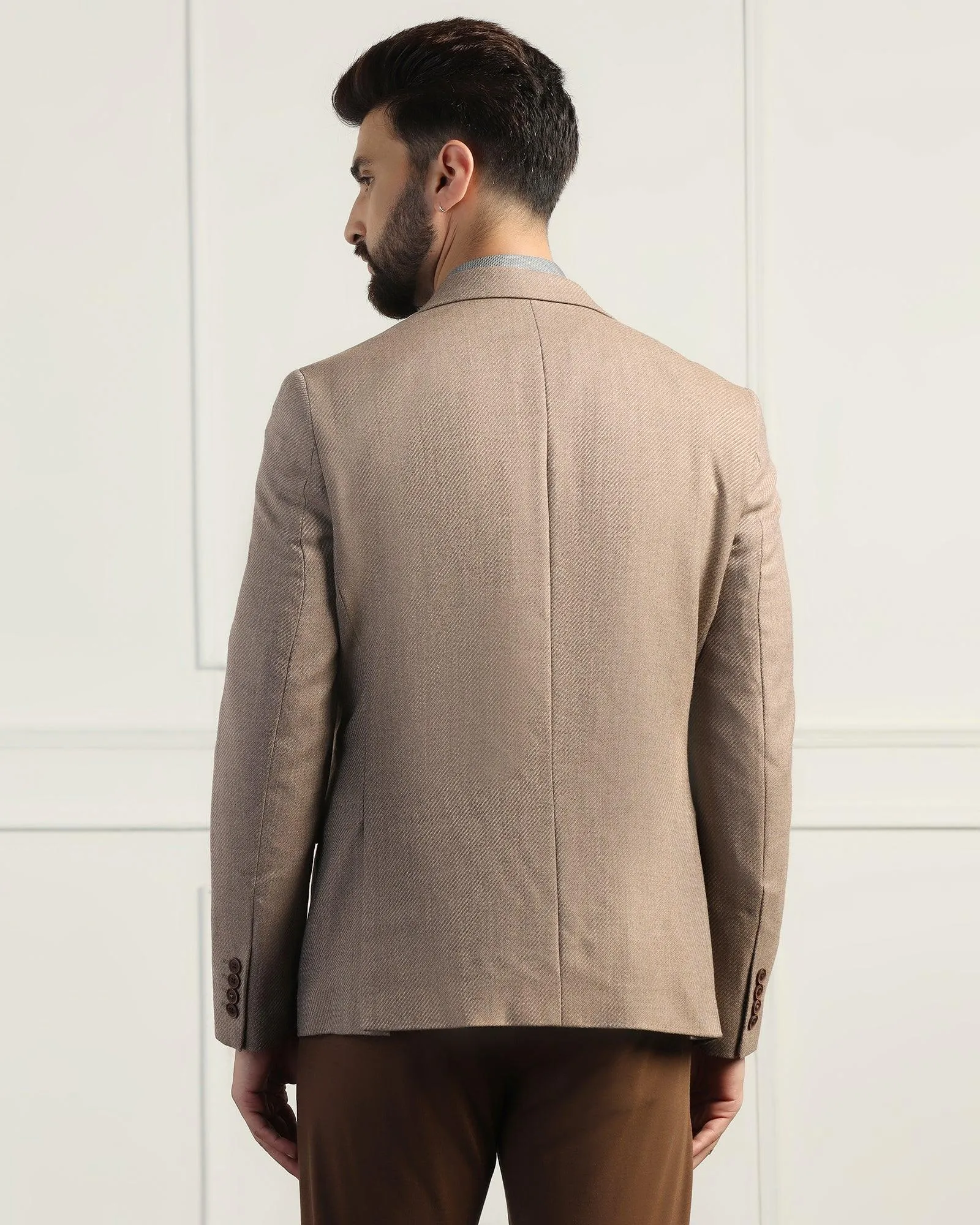 Formal Beige Textured Blazer - Corolla