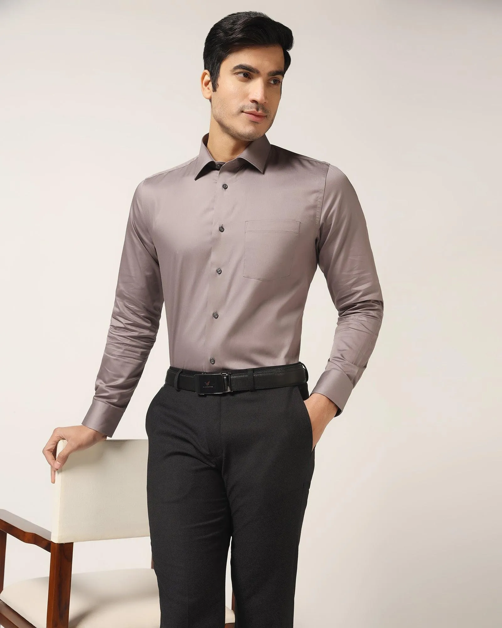 Formal Grey Solid Shirt - Simble