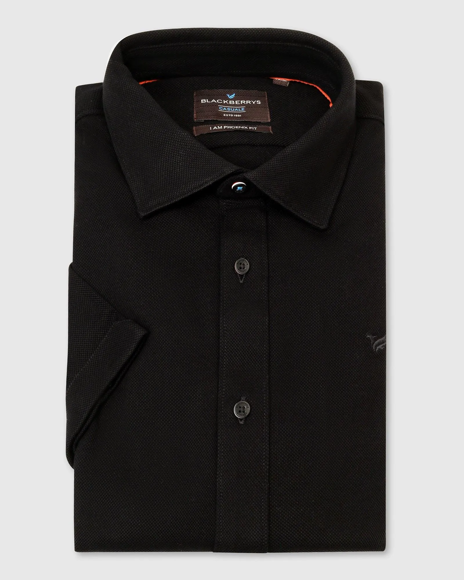 Formal Half Sleeve Black Solid Shirt - Pareto