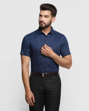 Formal Half Sleeve Blue Printed Shirt - Mark