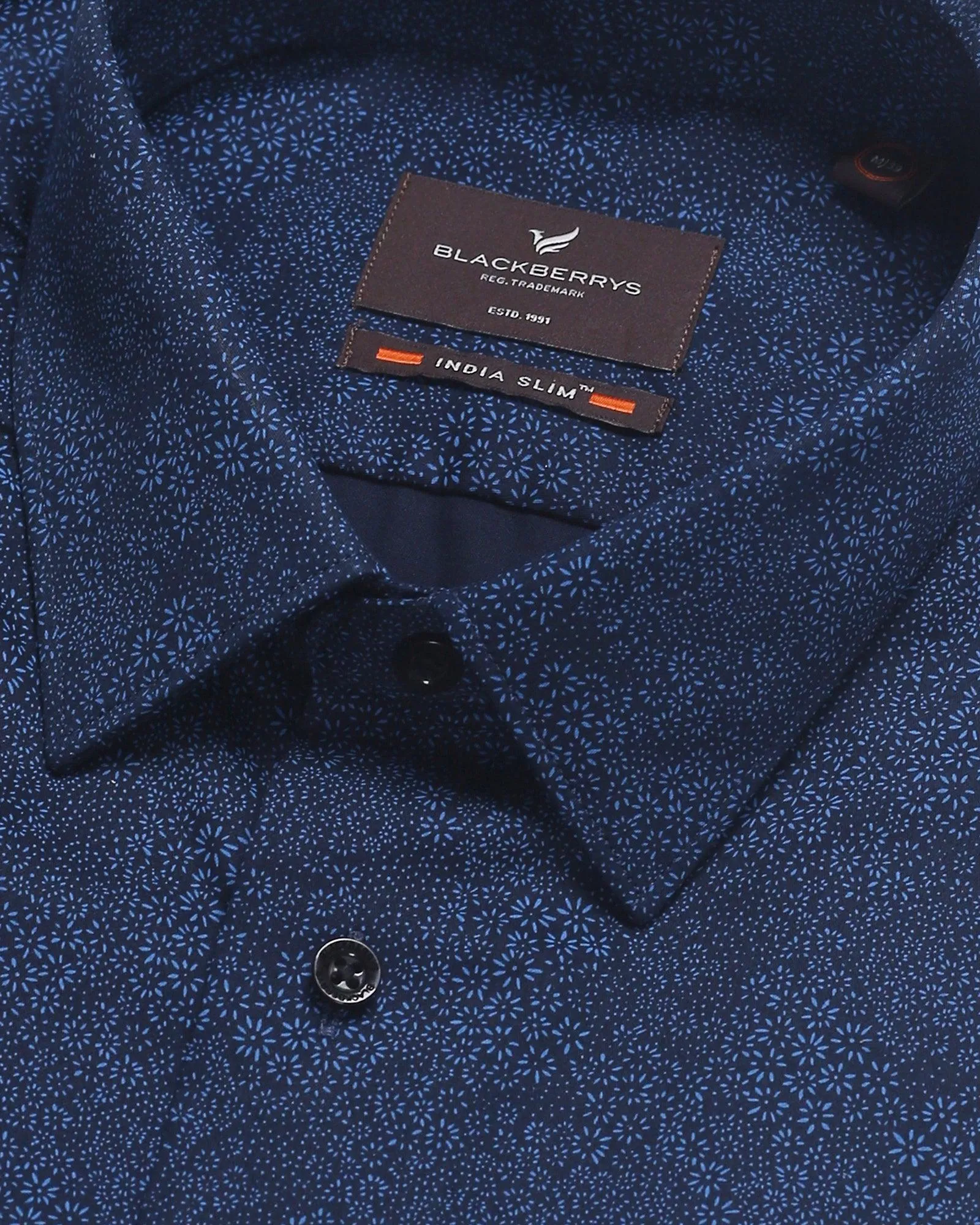 Formal Half Sleeve Blue Printed Shirt - Mark