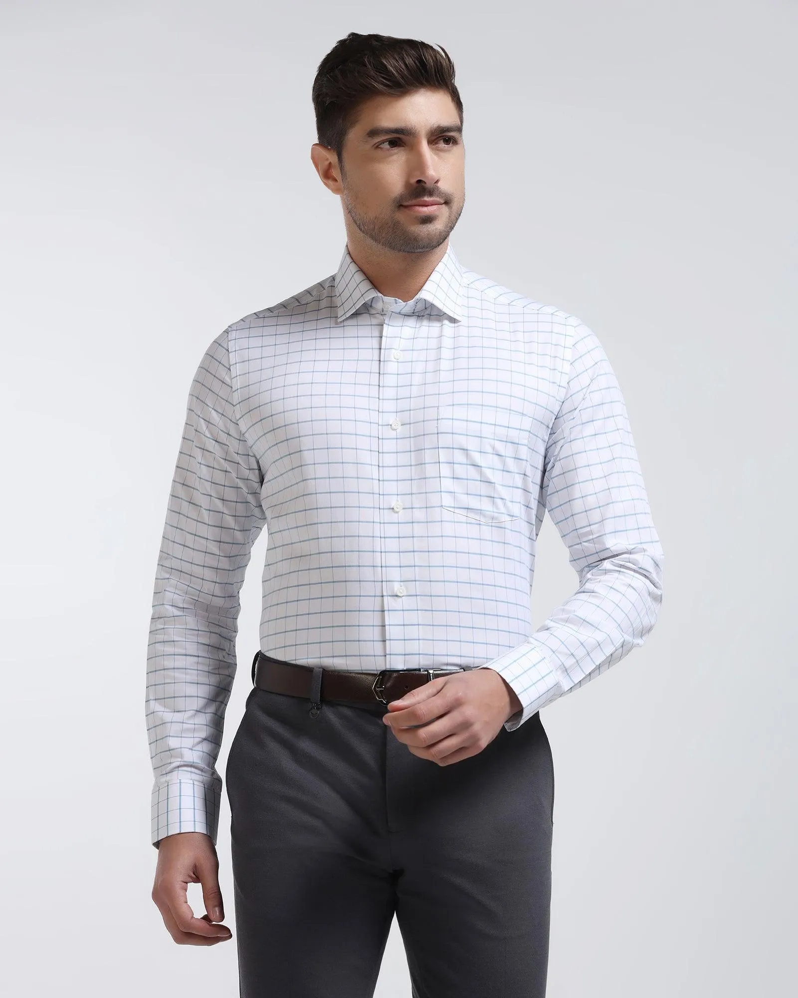 Formal Teal Check Shirt - Nilop