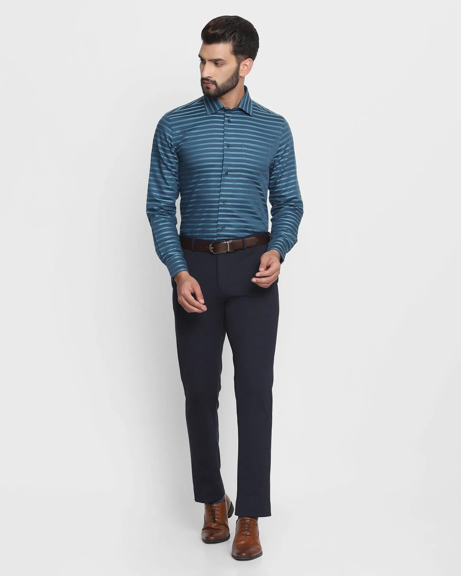 Formal Teal Striped Shirt - Mentos