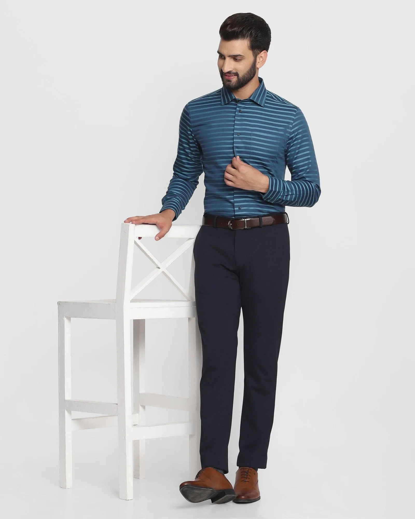 Formal Teal Striped Shirt - Mentos