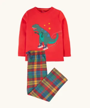 Frugi Caden Pyjamas - Merry Rainbow Check/Dinosaur