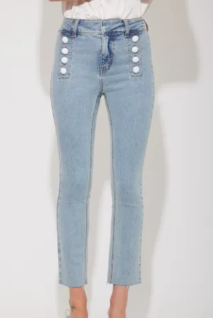 GEN Justine Denim Pants with White Buttons