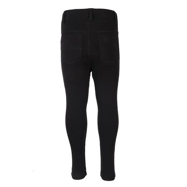 GIRLS BLACK BASIC PANTS WITH KNIT