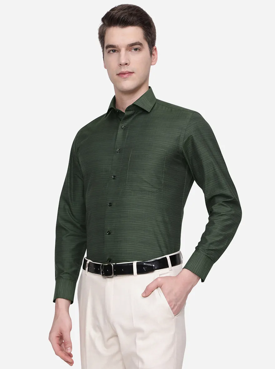 Green Striped Slim Fit Formal Shirt | Greenfibre