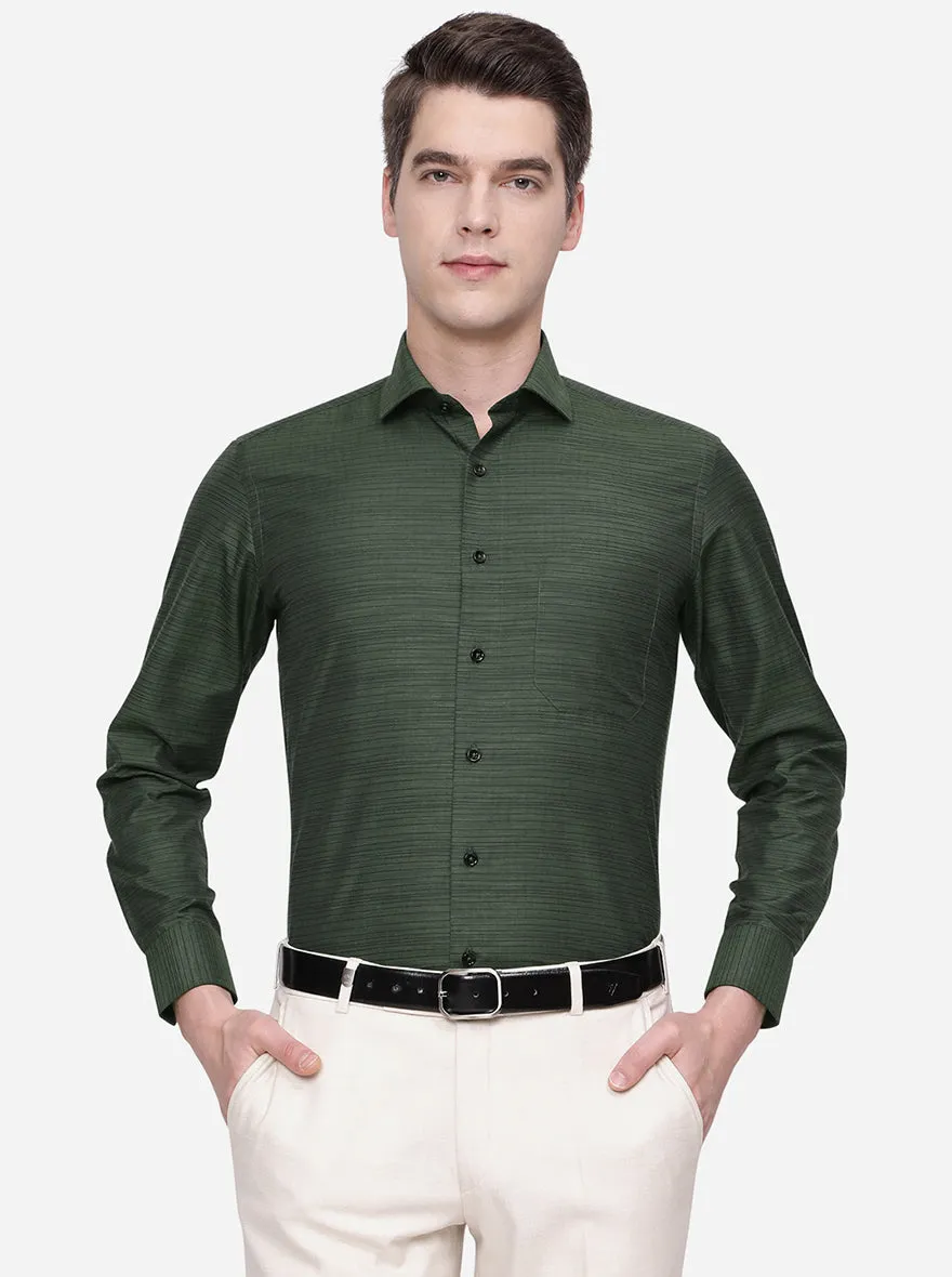 Green Striped Slim Fit Formal Shirt | Greenfibre