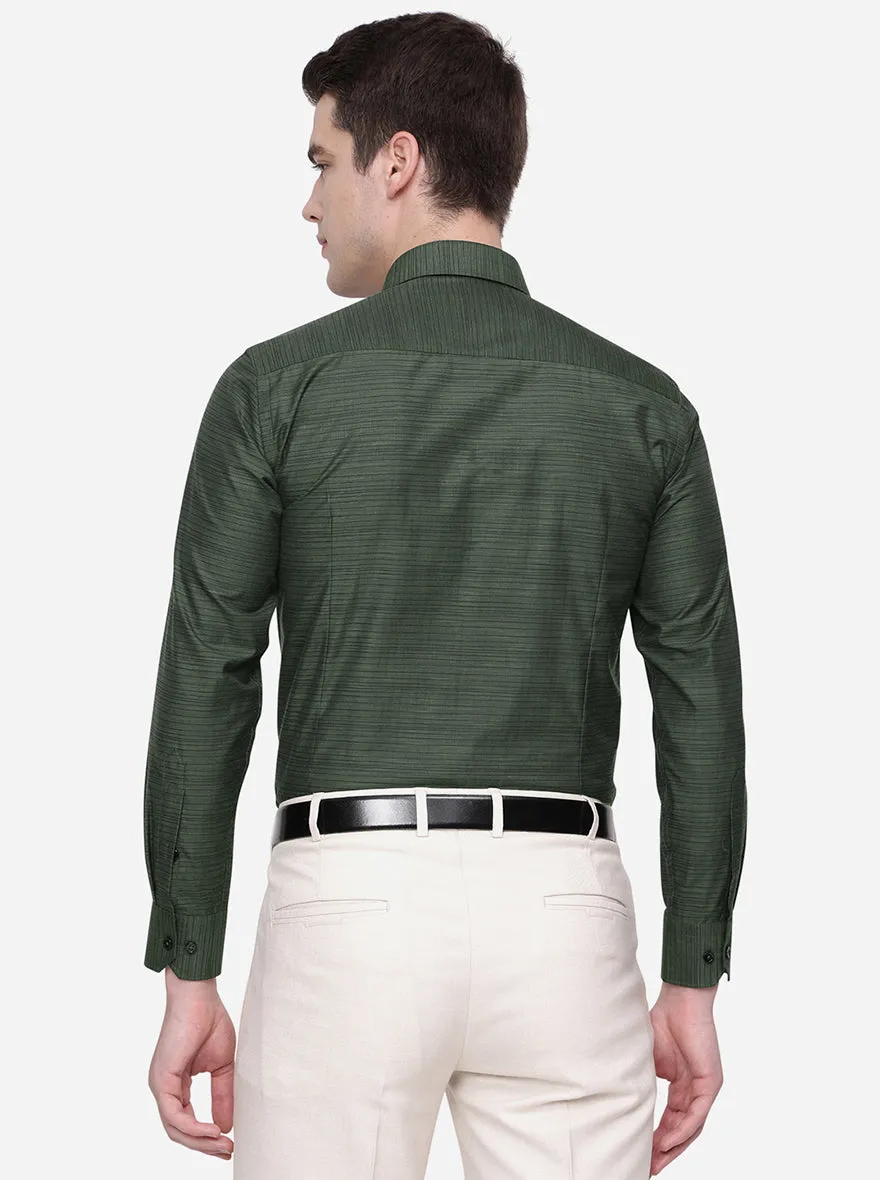 Green Striped Slim Fit Formal Shirt | Greenfibre