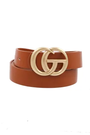 High Fashion Chocolate & Matte Gold Faux Leather Belt