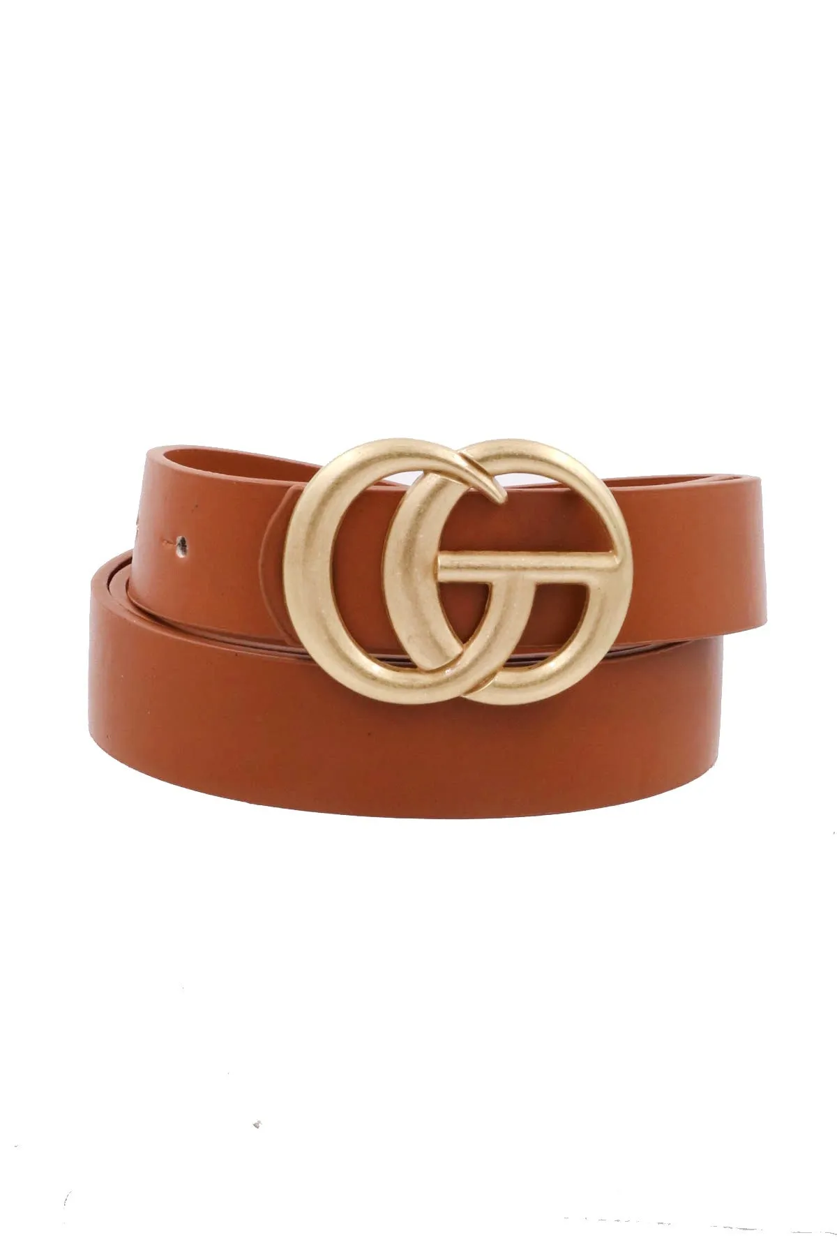 High Fashion Chocolate & Matte Gold Faux Leather Belt