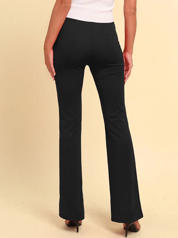 High Waisted Asymmetric Mesh Split-Joint Zipper Pants Flared Trousers